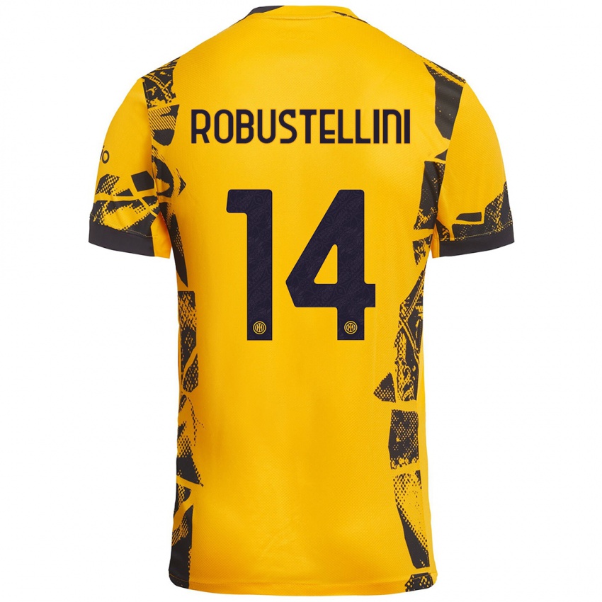 Heren Chiara Robustellini #14 Goud Zwart Thuisshirt Derde Tenue 2024/25 T-Shirt België