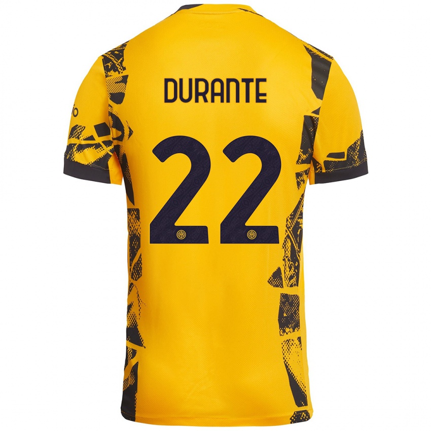 Heren Francesca Durante #22 Goud Zwart Thuisshirt Derde Tenue 2024/25 T-Shirt België