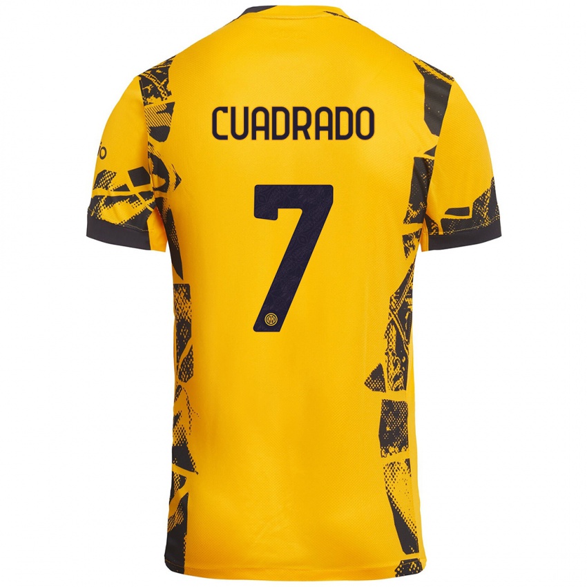 Heren Juan Cuadrado #7 Goud Zwart Thuisshirt Derde Tenue 2024/25 T-Shirt België