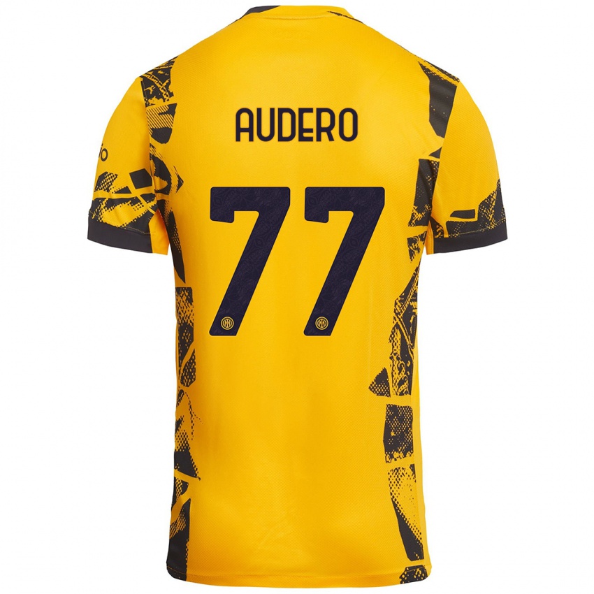 Heren Emil Audero #77 Goud Zwart Thuisshirt Derde Tenue 2024/25 T-Shirt België