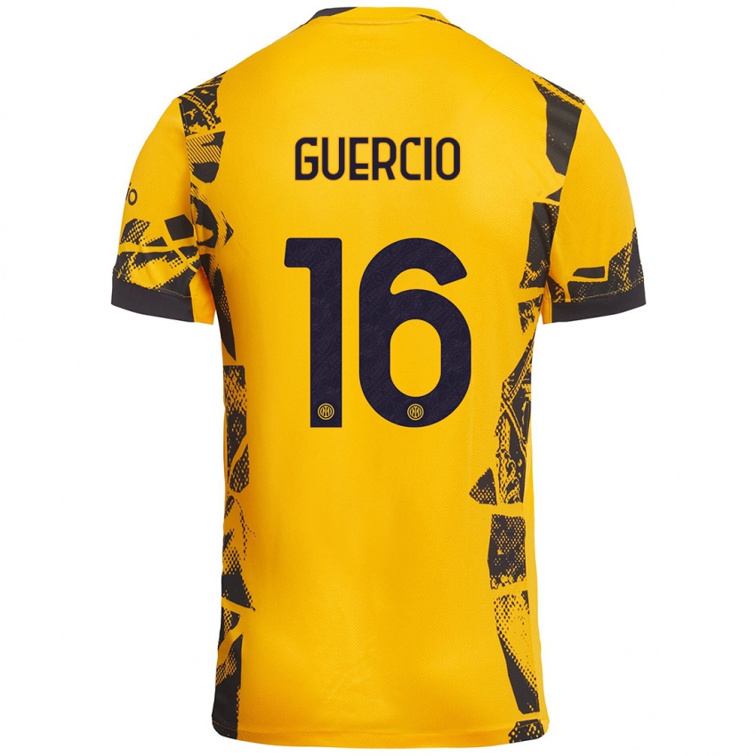 Heren Tommaso Guercio #16 Goud Zwart Thuisshirt Derde Tenue 2024/25 T-Shirt België