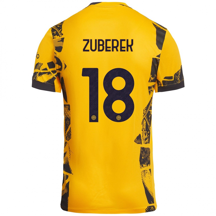 Heren Jan Zuberek #18 Goud Zwart Thuisshirt Derde Tenue 2024/25 T-Shirt België