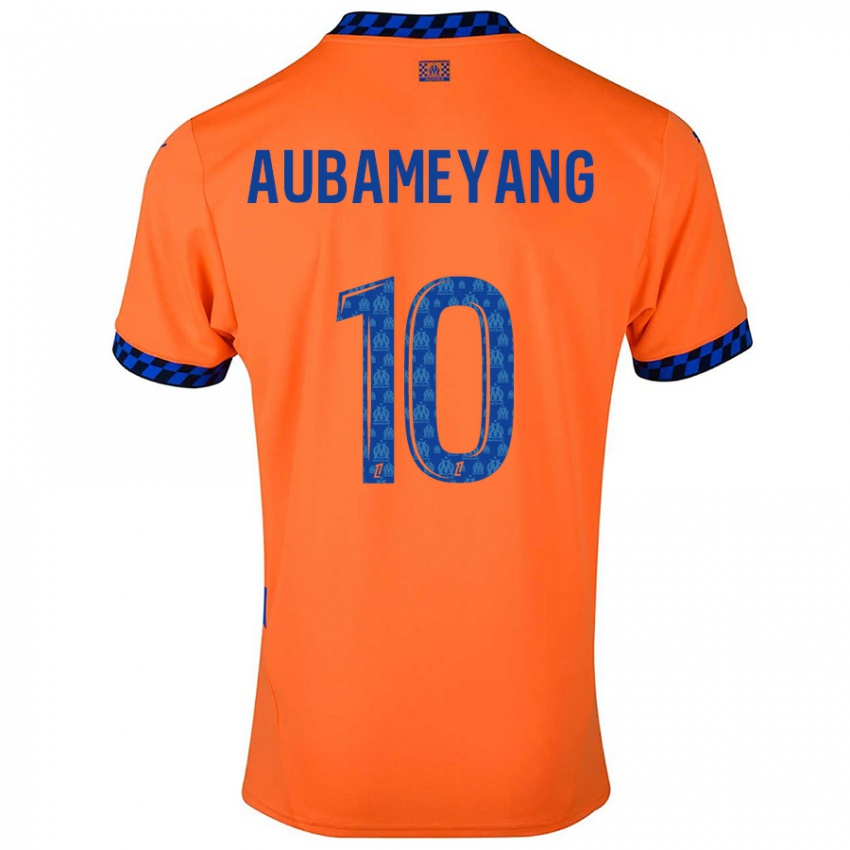 Homme Maillot Pierre-Emerick Aubameyang #10 Orange Bleu Foncé Troisieme 2024/25 T-Shirt Belgique