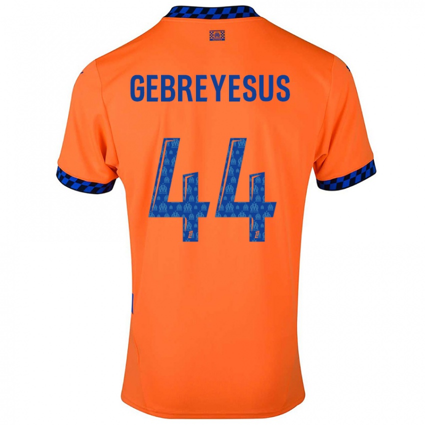 Homme Maillot Esey Gebreyesus #44 Orange Bleu Foncé Troisieme 2024/25 T-Shirt Belgique