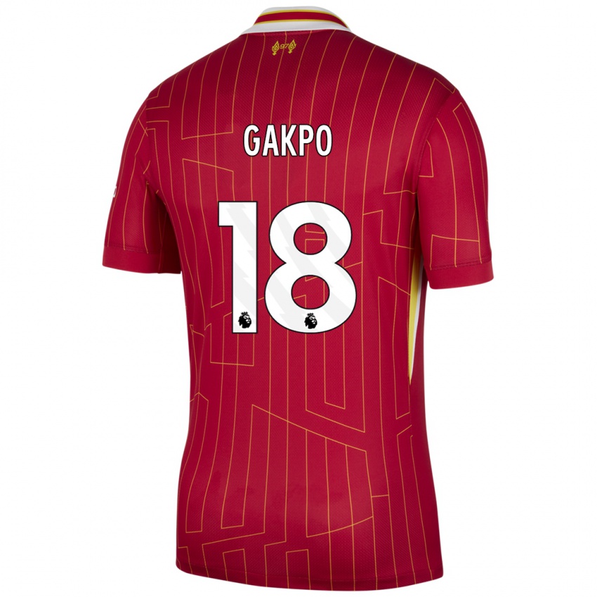 Dames Cody Gakpo #18 Rood Geel Wit Thuisshirt Thuistenue 2024/25 T-Shirt België