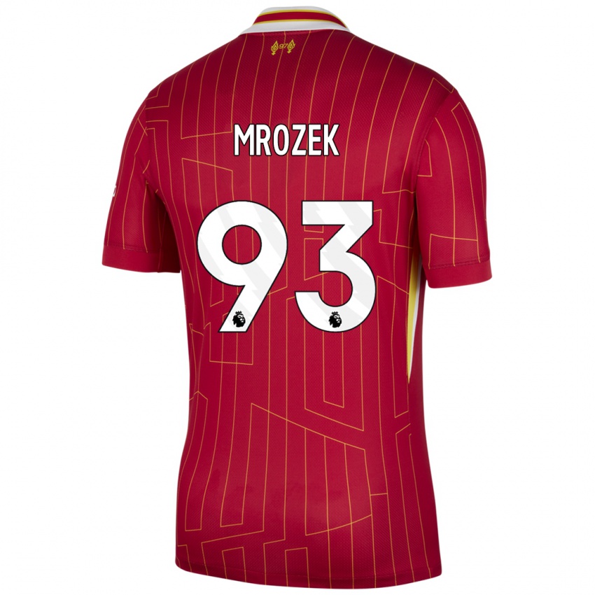 Dames Fabian Mrozek #93 Rood Geel Wit Thuisshirt Thuistenue 2024/25 T-Shirt België