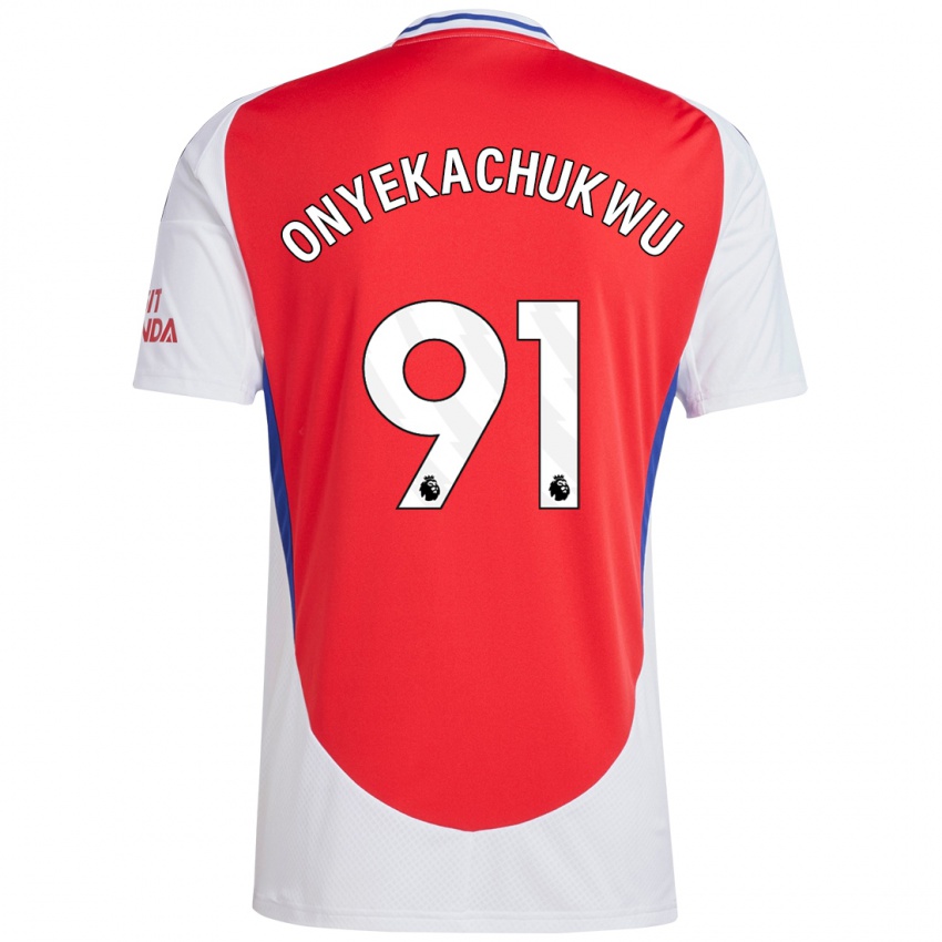 Dames Samuel Onyekachukwu #91 Rood Wit Thuisshirt Thuistenue 2024/25 T-Shirt België