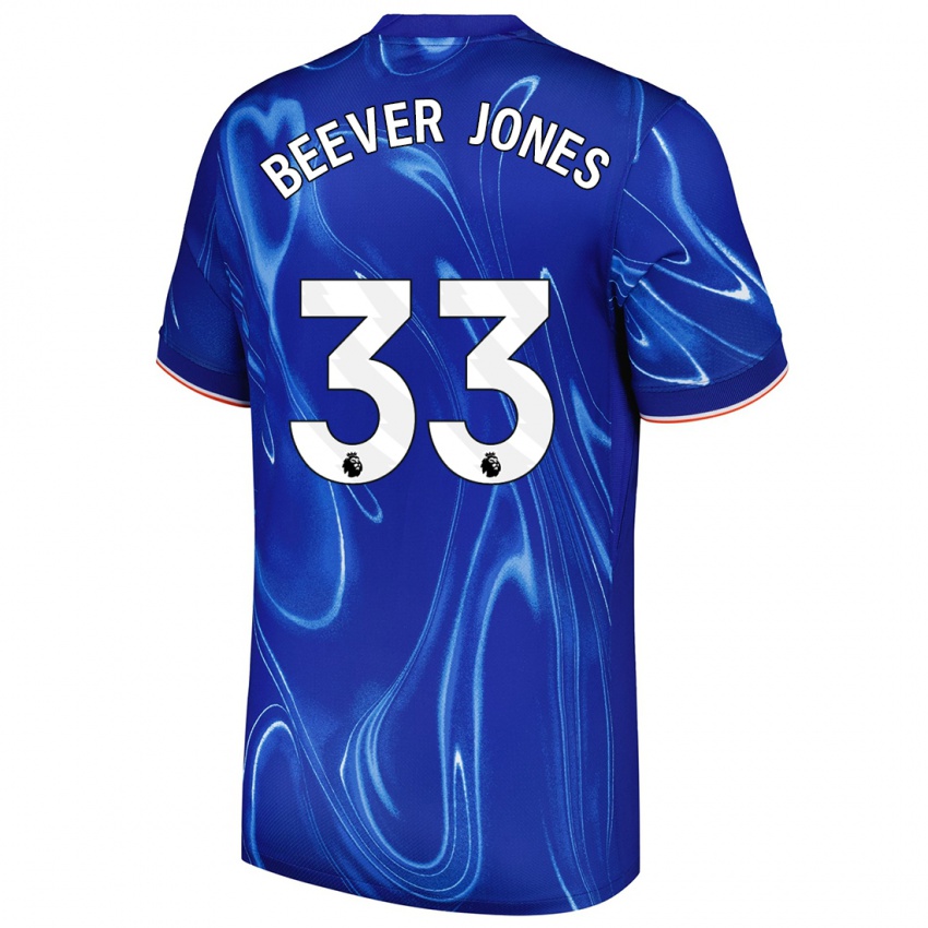 Femme Maillot Aggie Beever-Jones #33 Bleu Blanc Tenues Domicile 2024/25 T-Shirt Belgique