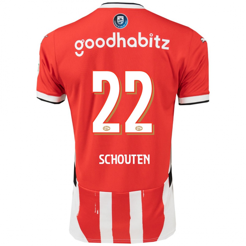 Dames Jerdy Schouten #22 Rood Wit Thuisshirt Thuistenue 2024/25 T-Shirt België