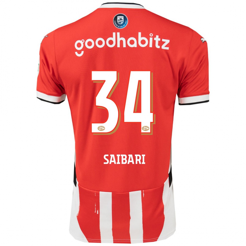 Dames Ismael Saibari #34 Rood Wit Thuisshirt Thuistenue 2024/25 T-Shirt België