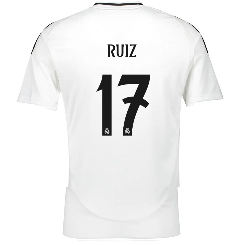 Dames David Ruiz #17 Wit Thuisshirt Thuistenue 2024/25 T-Shirt België