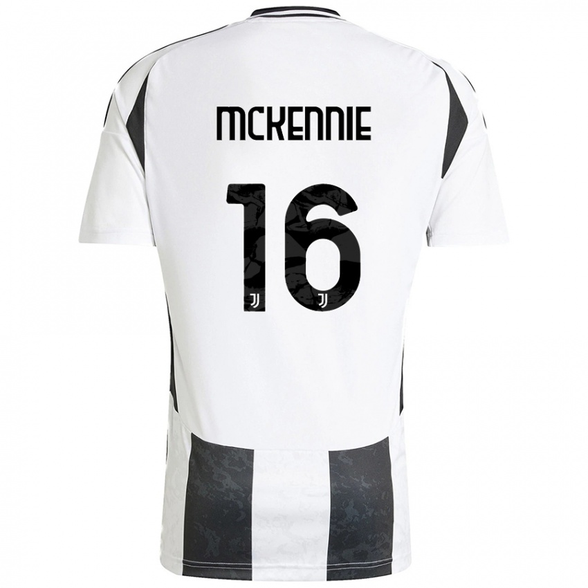 Femme Maillot Weston Mckennie #16 Blanc Noir Tenues Domicile 2024/25 T-Shirt Belgique