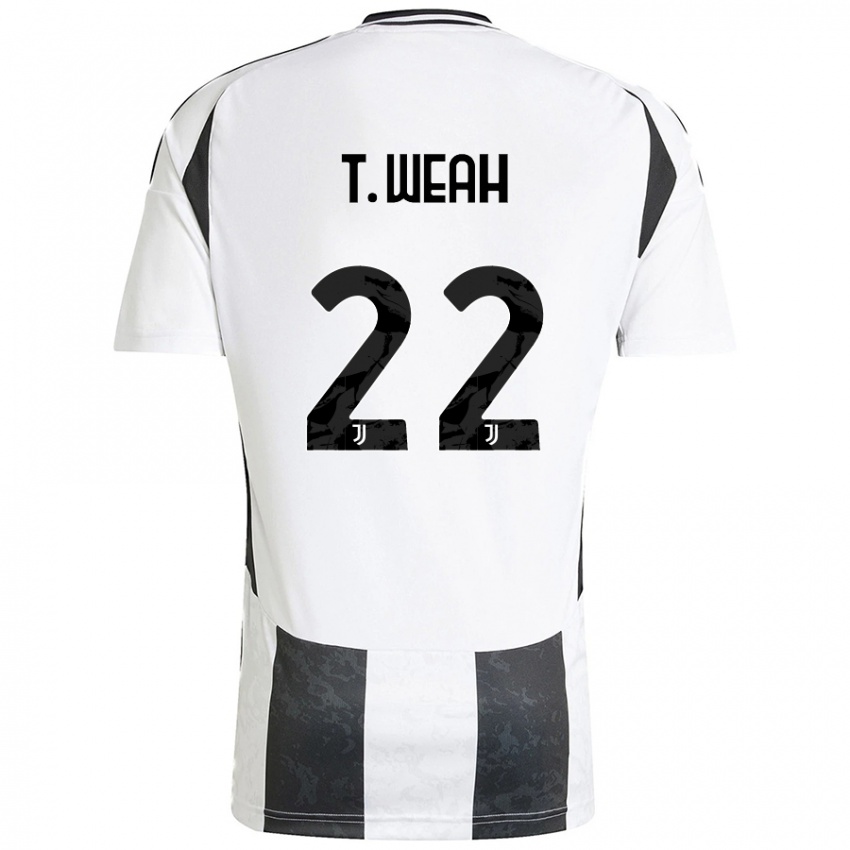 Femme Maillot Timothy Weah #22 Blanc Noir Tenues Domicile 2024/25 T-Shirt Belgique