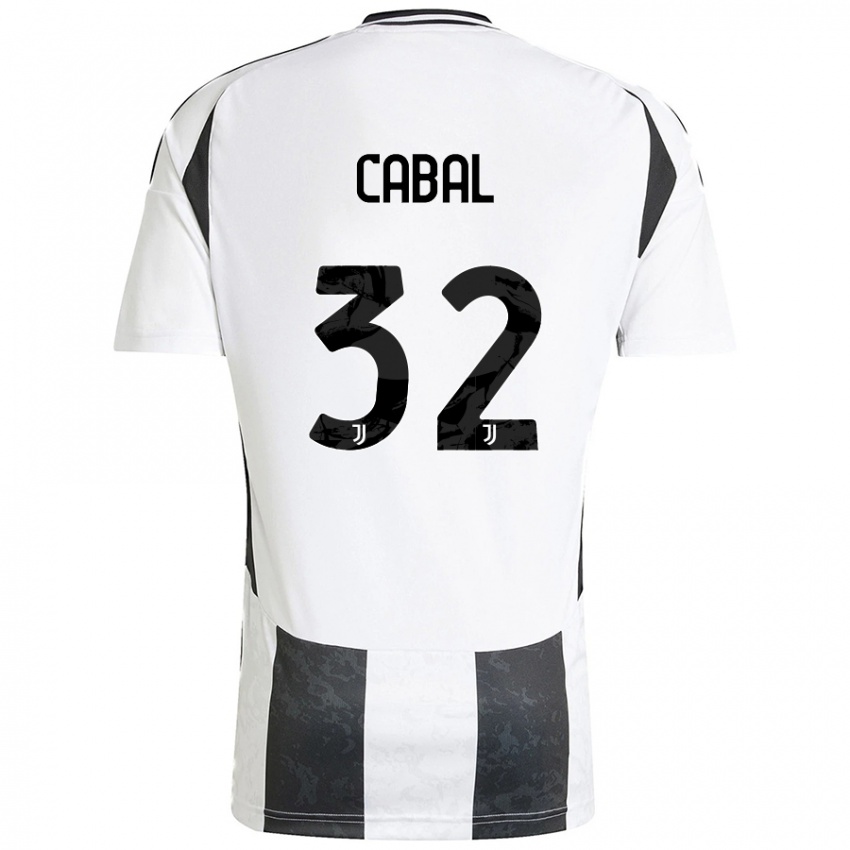 Femme Maillot Juan Cabal #32 Blanc Noir Tenues Domicile 2024/25 T-Shirt Belgique