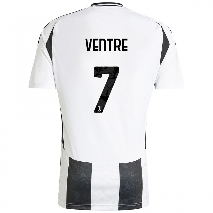 Femme Maillot Alessandro Ventre #7 Blanc Noir Tenues Domicile 2024/25 T-Shirt Belgique