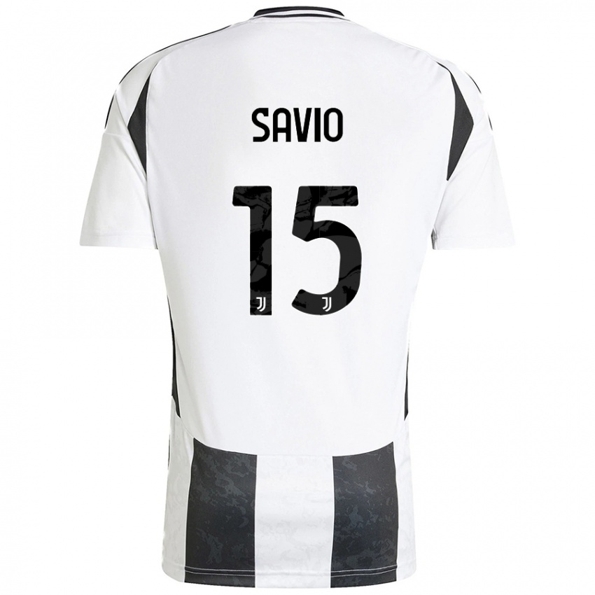 Femme Maillot Federico Savio #15 Blanc Noir Tenues Domicile 2024/25 T-Shirt Belgique