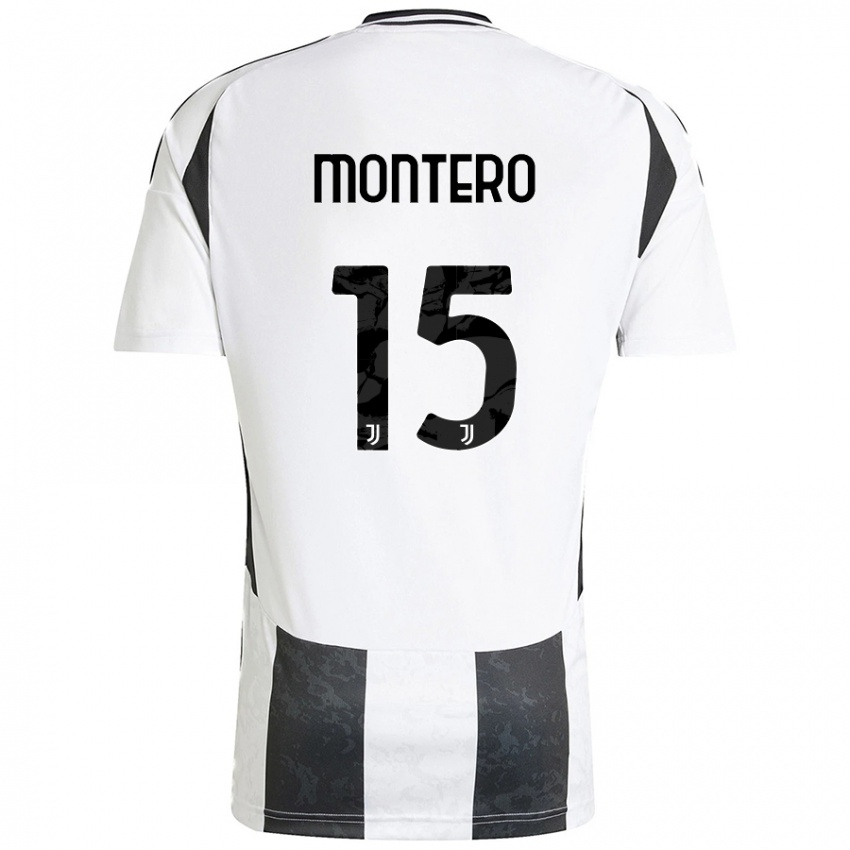 Femme Maillot Alfonso Montero #15 Blanc Noir Tenues Domicile 2024/25 T-Shirt Belgique