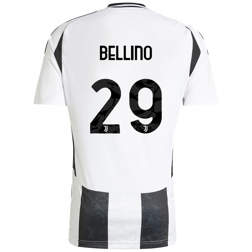 Femme Maillot Filippo Bellino #29 Blanc Noir Tenues Domicile 2024/25 T-Shirt Belgique