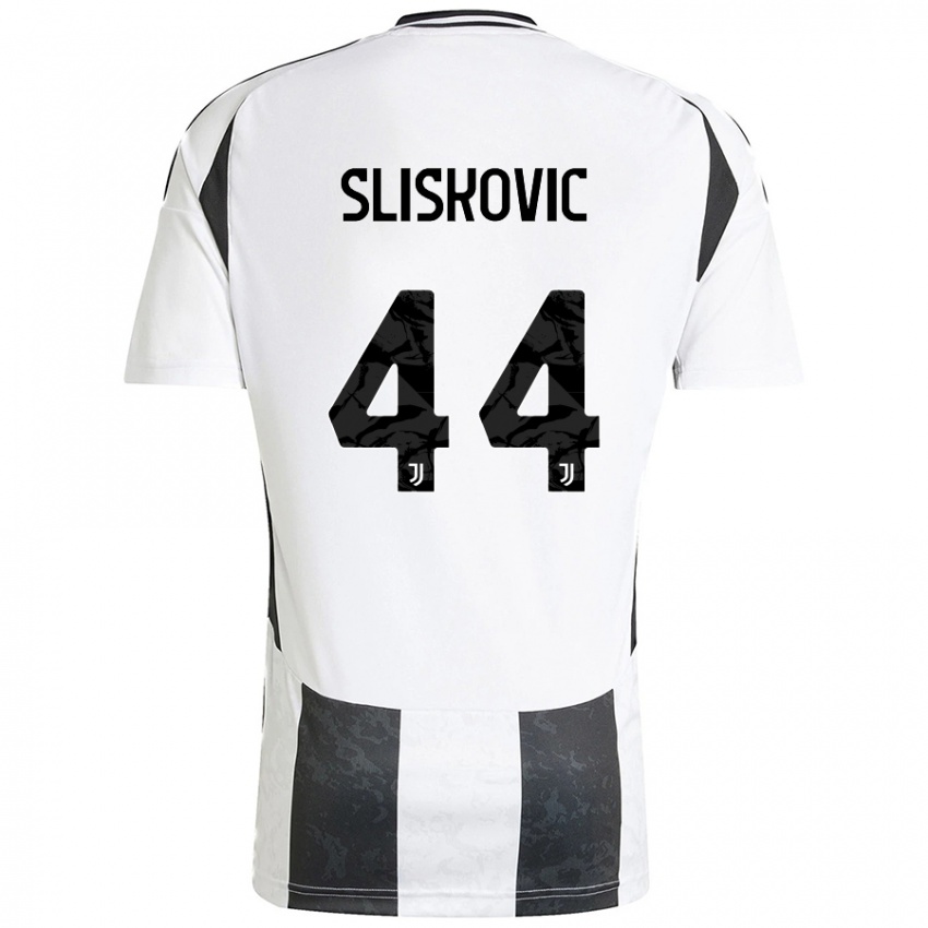 Femme Maillot Gloria Slišković #44 Blanc Noir Tenues Domicile 2024/25 T-Shirt Belgique