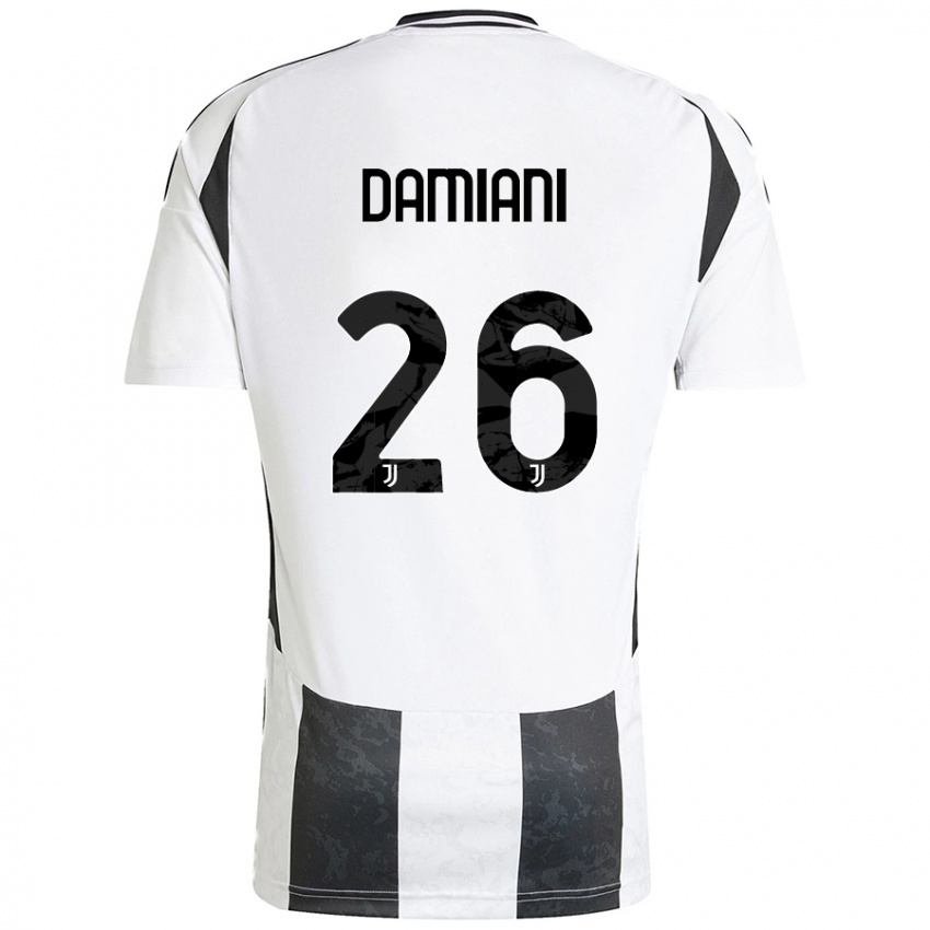 Femme Maillot Samuele Damiani #26 Blanc Noir Tenues Domicile 2024/25 T-Shirt Belgique