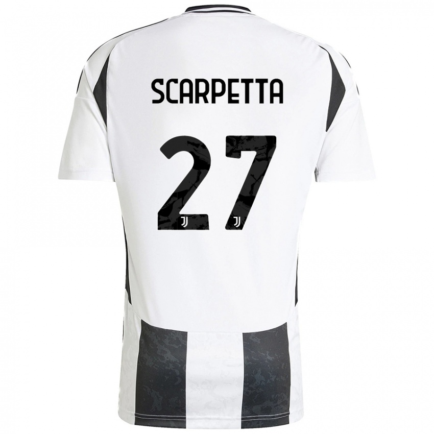 Femme Maillot Jacopo Scarpetta #27 Blanc Noir Tenues Domicile 2024/25 T-Shirt Belgique