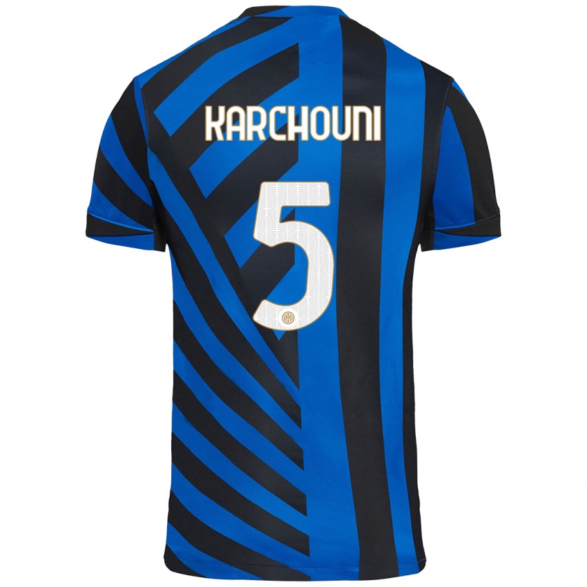 Damen Ghoutia Karchouni #5 Blau Schwarz Heimtrikot Trikot 2024/25 T-Shirt Belgien