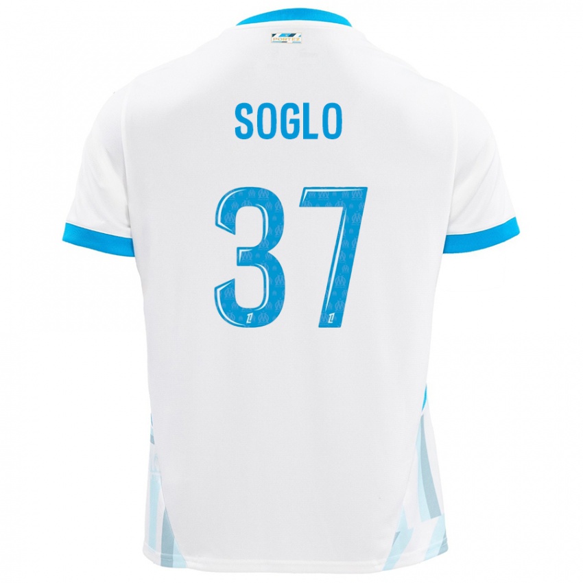 Femme Maillot Emran Soglo #37 Blanc Bleu Ciel Tenues Domicile 2024/25 T-Shirt Belgique