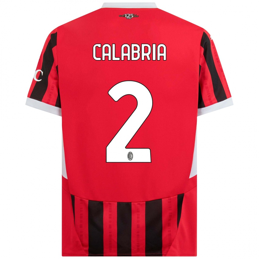 Damen Davide Calabria #2 Rot Schwarz Heimtrikot Trikot 2024/25 T-Shirt Belgien