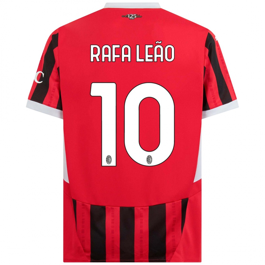 Damen Rafael Leao #10 Rot Schwarz Heimtrikot Trikot 2024/25 T-Shirt Belgien