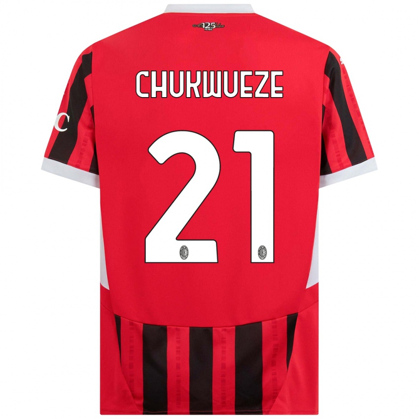 Dames Samuel Chukwueze #21 Rood Zwart Thuisshirt Thuistenue 2024/25 T-Shirt België