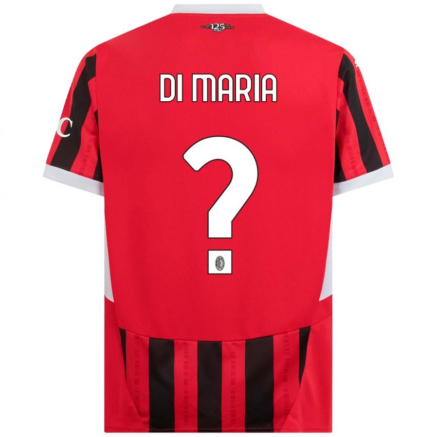 Femme Maillot Alessandro Di Maria #0 Rouge Noir Tenues Domicile 2024/25 T-Shirt Belgique