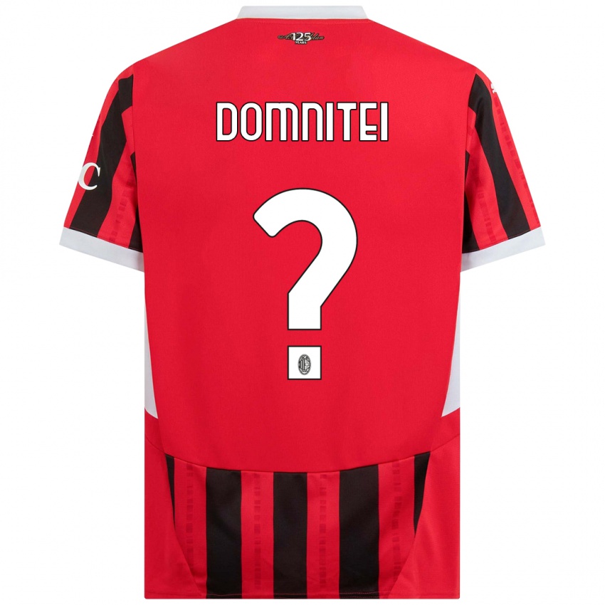 Femme Maillot Francesco Domniței #0 Rouge Noir Tenues Domicile 2024/25 T-Shirt Belgique