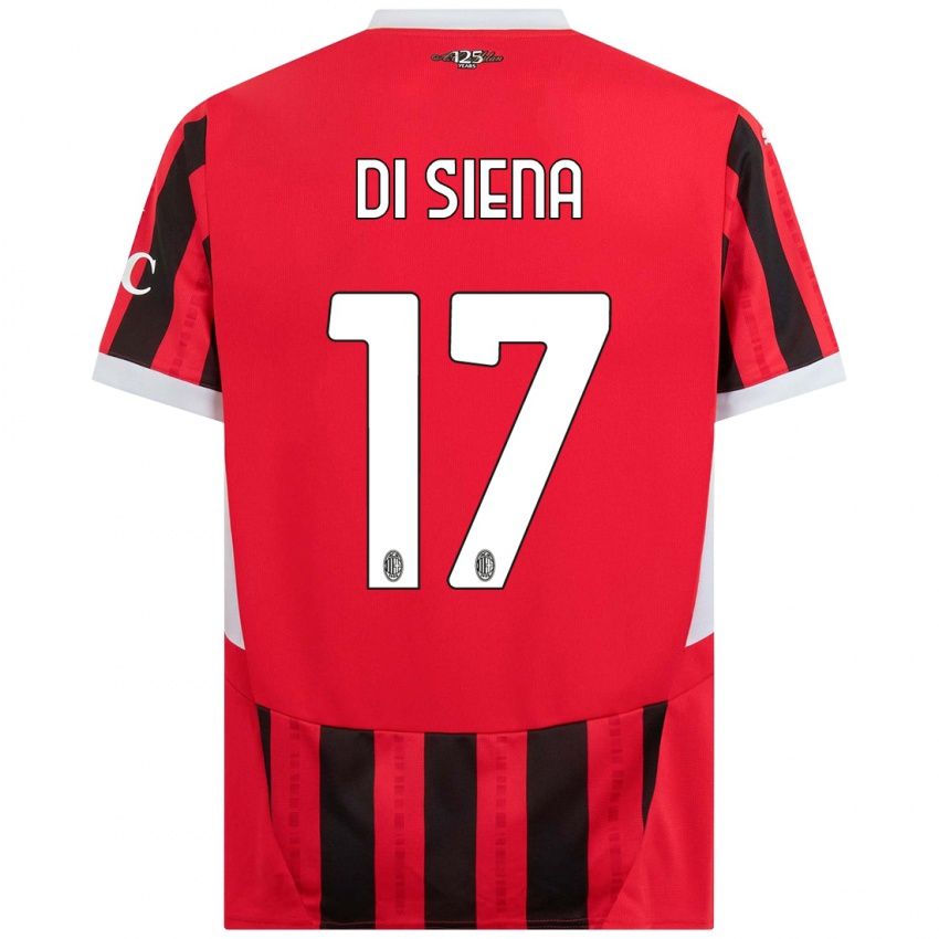 Femme Maillot Andrea Di Siena #17 Rouge Noir Tenues Domicile 2024/25 T-Shirt Belgique