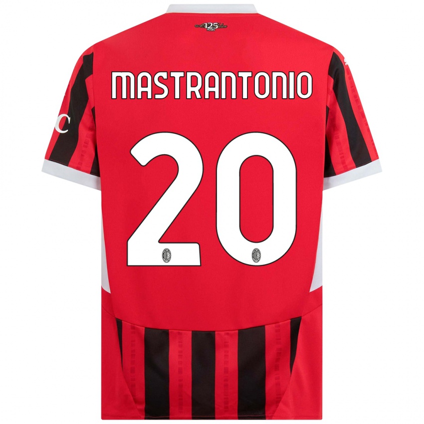 Femme Maillot Davide Mastrantonio #20 Rouge Noir Tenues Domicile 2024/25 T-Shirt Belgique