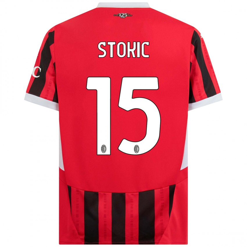 Femme Maillot Sara Stokić #15 Rouge Noir Tenues Domicile 2024/25 T-Shirt Belgique