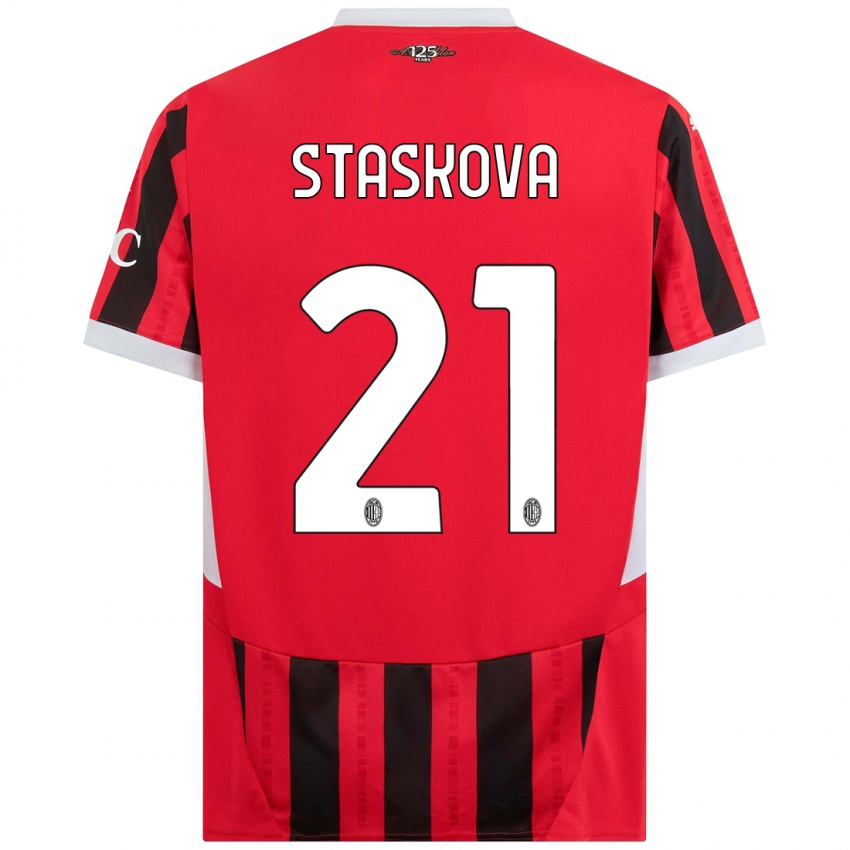 Femme Maillot Andrea Stašková #21 Rouge Noir Tenues Domicile 2024/25 T-Shirt Belgique