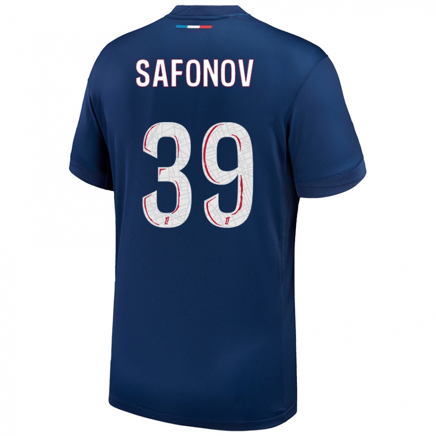 Femme Maillot Matvey Safonov #39 Bleu Marine Blanc Tenues Domicile 2024/25 T-Shirt Belgique