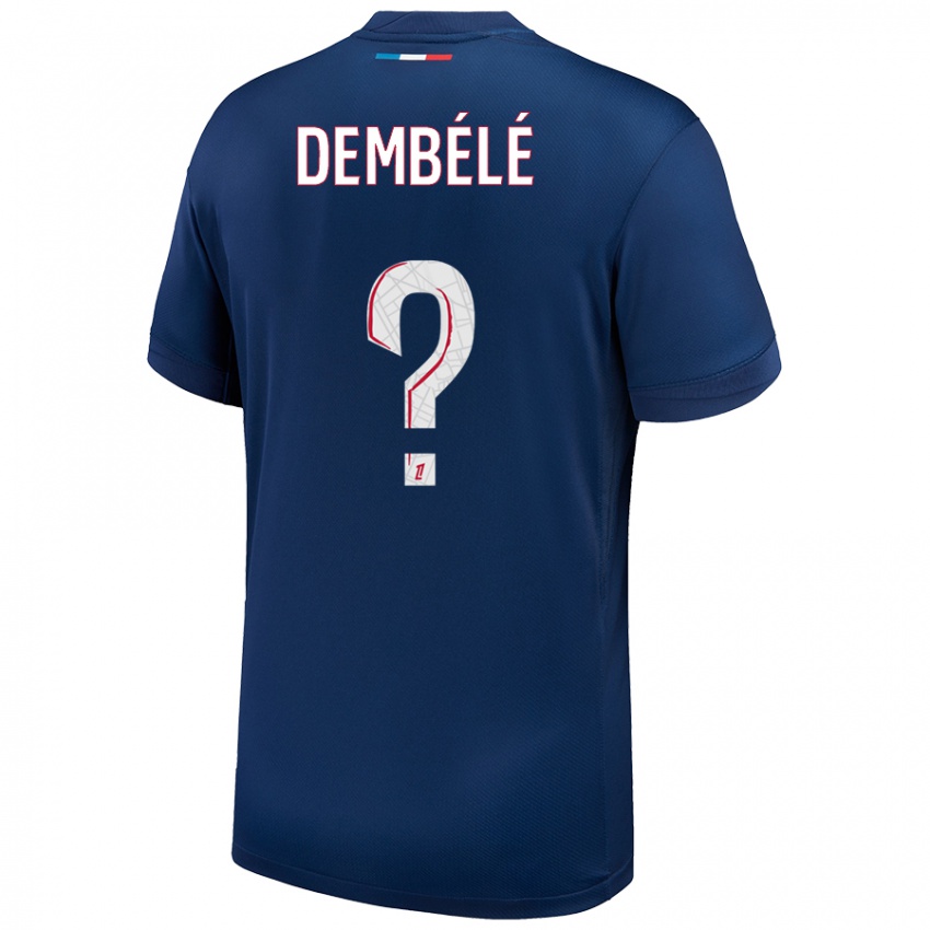 Femme Maillot Omar Dembélé #0 Bleu Marine Blanc Tenues Domicile 2024/25 T-Shirt Belgique