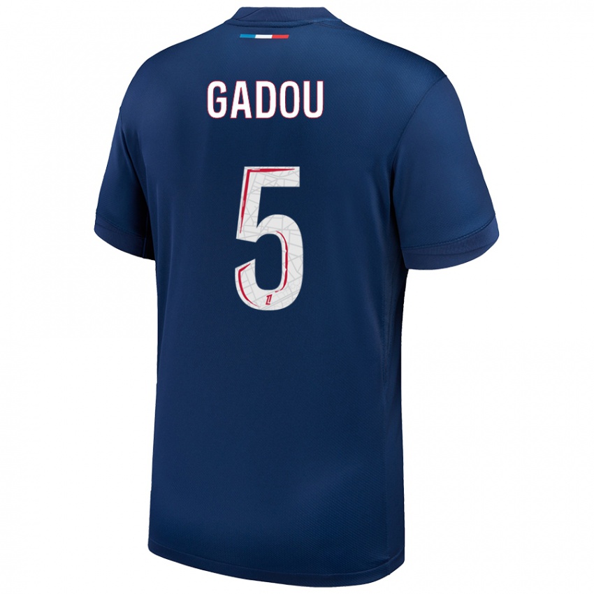 Femme Maillot Joane Gadou #5 Bleu Marine Blanc Tenues Domicile 2024/25 T-Shirt Belgique