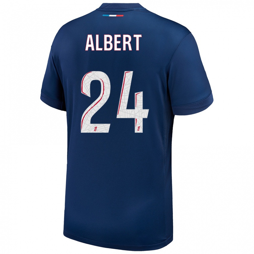 Femme Maillot Korbin Albert #24 Bleu Marine Blanc Tenues Domicile 2024/25 T-Shirt Belgique