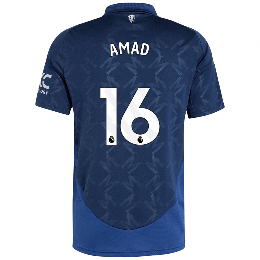 Femme Maillot Amad Diallo #16 Indigo Tenues Extérieur 2024/25 T-Shirt Belgique