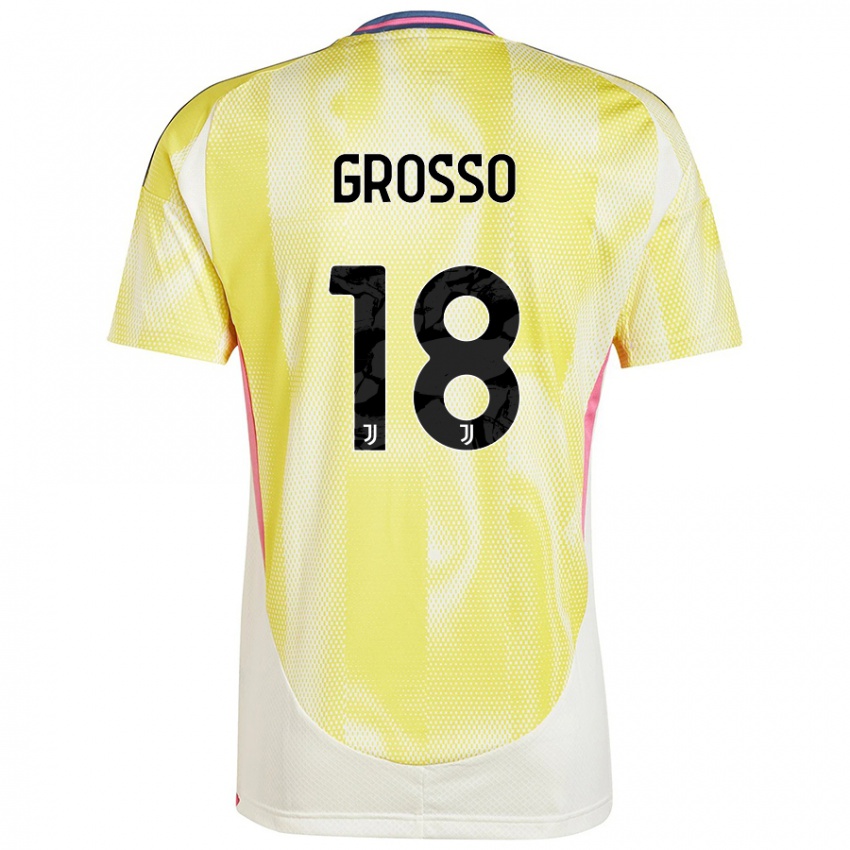 Femme Maillot Filippo Grosso #18 Jaune Solaire Tenues Extérieur 2024/25 T-Shirt Belgique