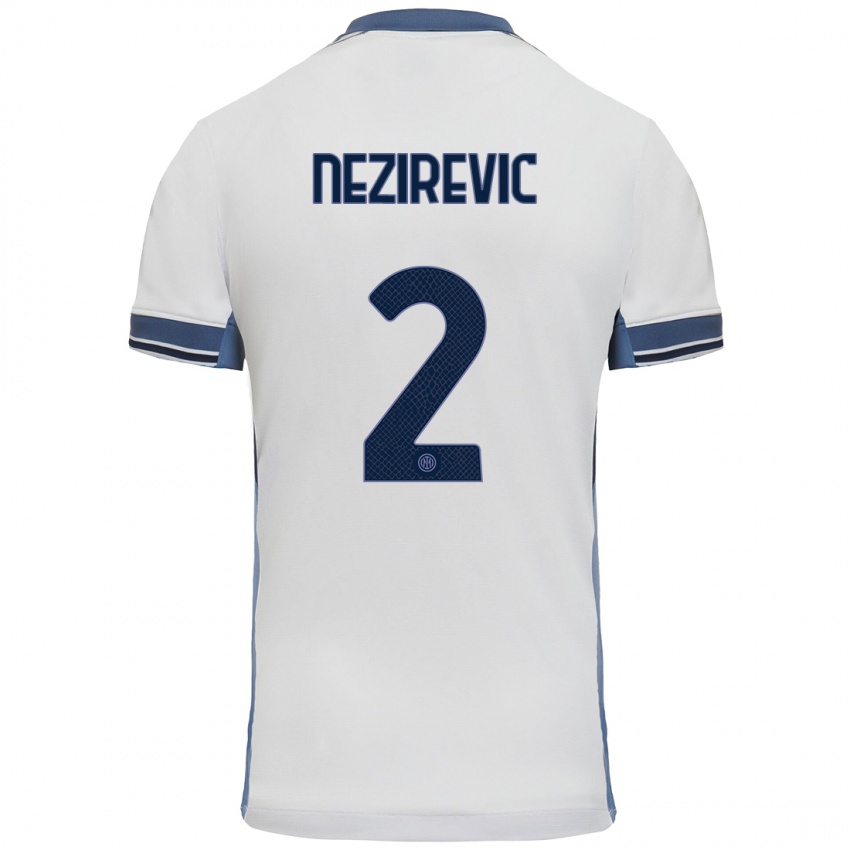 Dames Alem Nezirevic #2 Wit Grijs Uitshirt Uittenue 2024/25 T-Shirt België