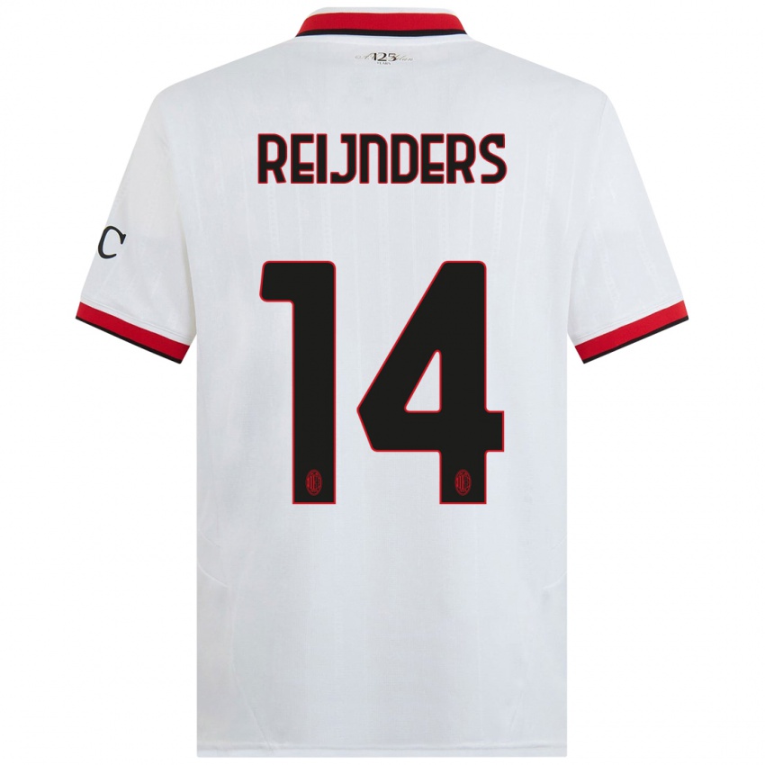 Dames Tijjani Reijnders #14 Wit Zwart Rood Uitshirt Uittenue 2024/25 T-Shirt België