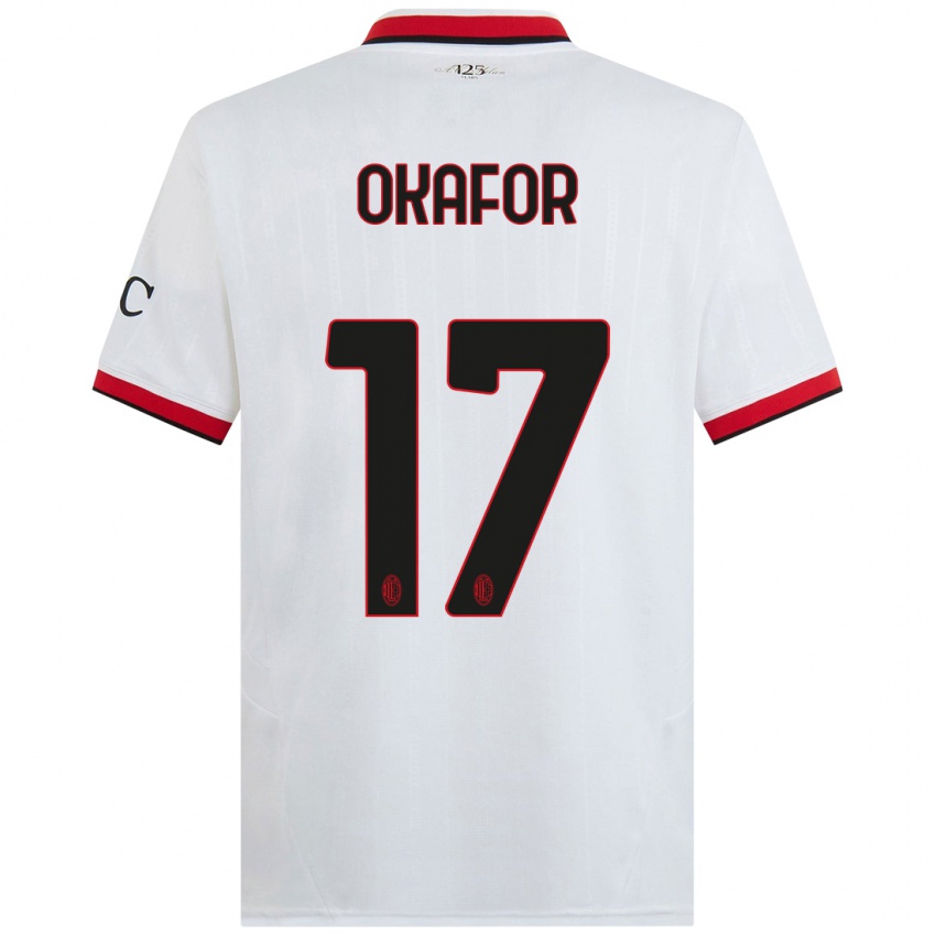 Femme Maillot Noah Okafor #17 Blanc Noir Rouge Tenues Extérieur 2024/25 T-Shirt Belgique