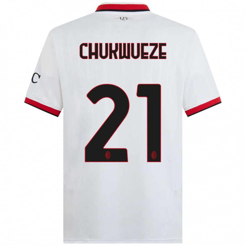 Damen Samuel Chukwueze #21 Weiß Schwarz Rot Auswärtstrikot Trikot 2024/25 T-Shirt Belgien