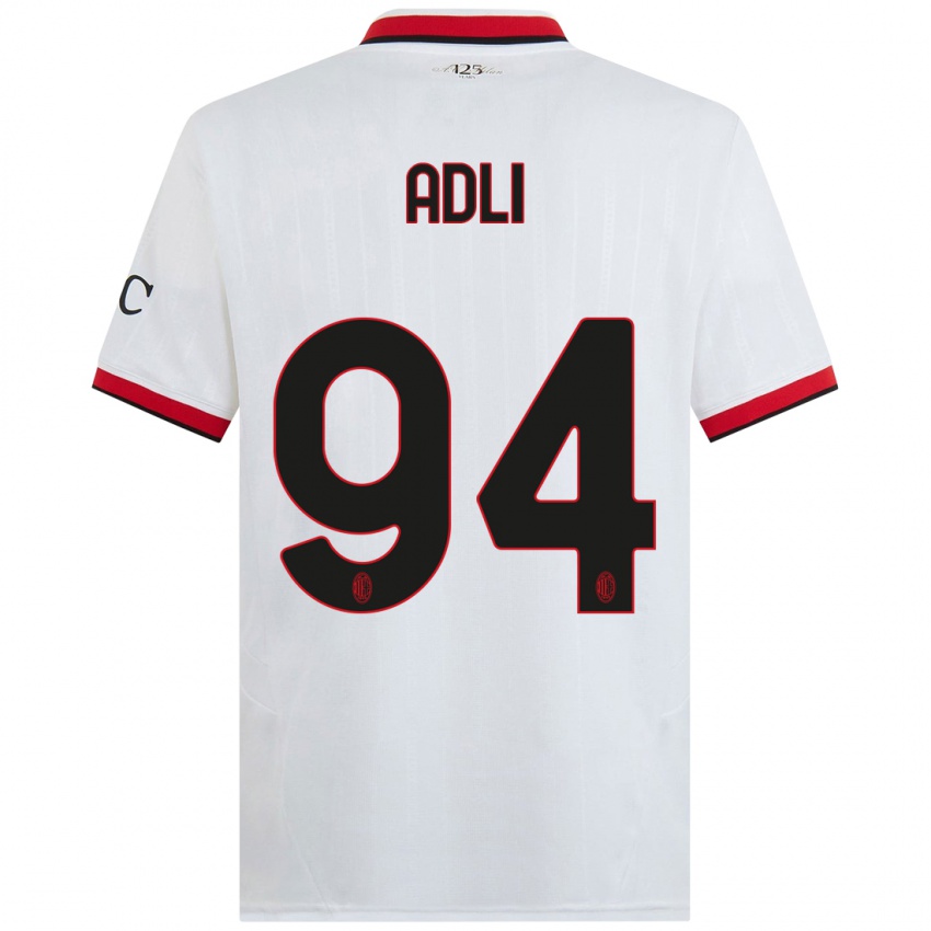 Femme Maillot Yacine Adli #94 Blanc Noir Rouge Tenues Extérieur 2024/25 T-Shirt Belgique