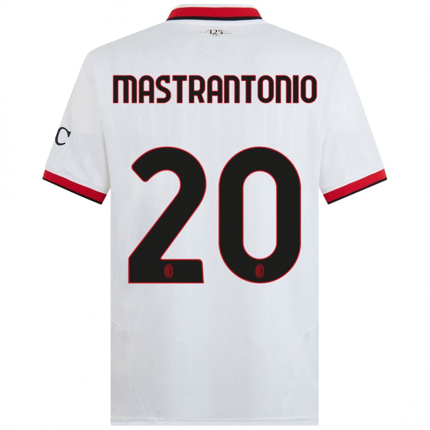 Femme Maillot Davide Mastrantonio #20 Blanc Noir Rouge Tenues Extérieur 2024/25 T-Shirt Belgique