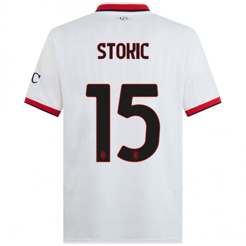 Femme Maillot Sara Stokić #15 Blanc Noir Rouge Tenues Extérieur 2024/25 T-Shirt Belgique