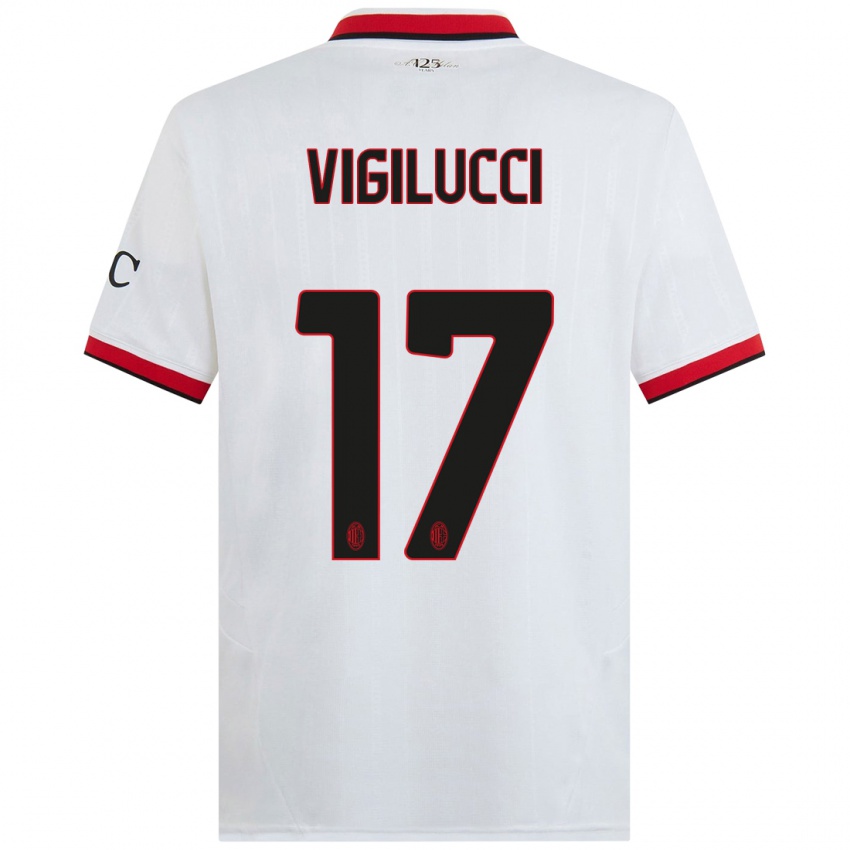 Femme Maillot Valery Vigilucci #17 Blanc Noir Rouge Tenues Extérieur 2024/25 T-Shirt Belgique